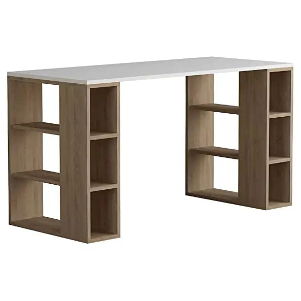 Desk 120x50x 74 cm -white and wooden- AZ1193