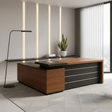 Desk 180×160×75 cm + Side Unit – Brown and Black – AZ120103