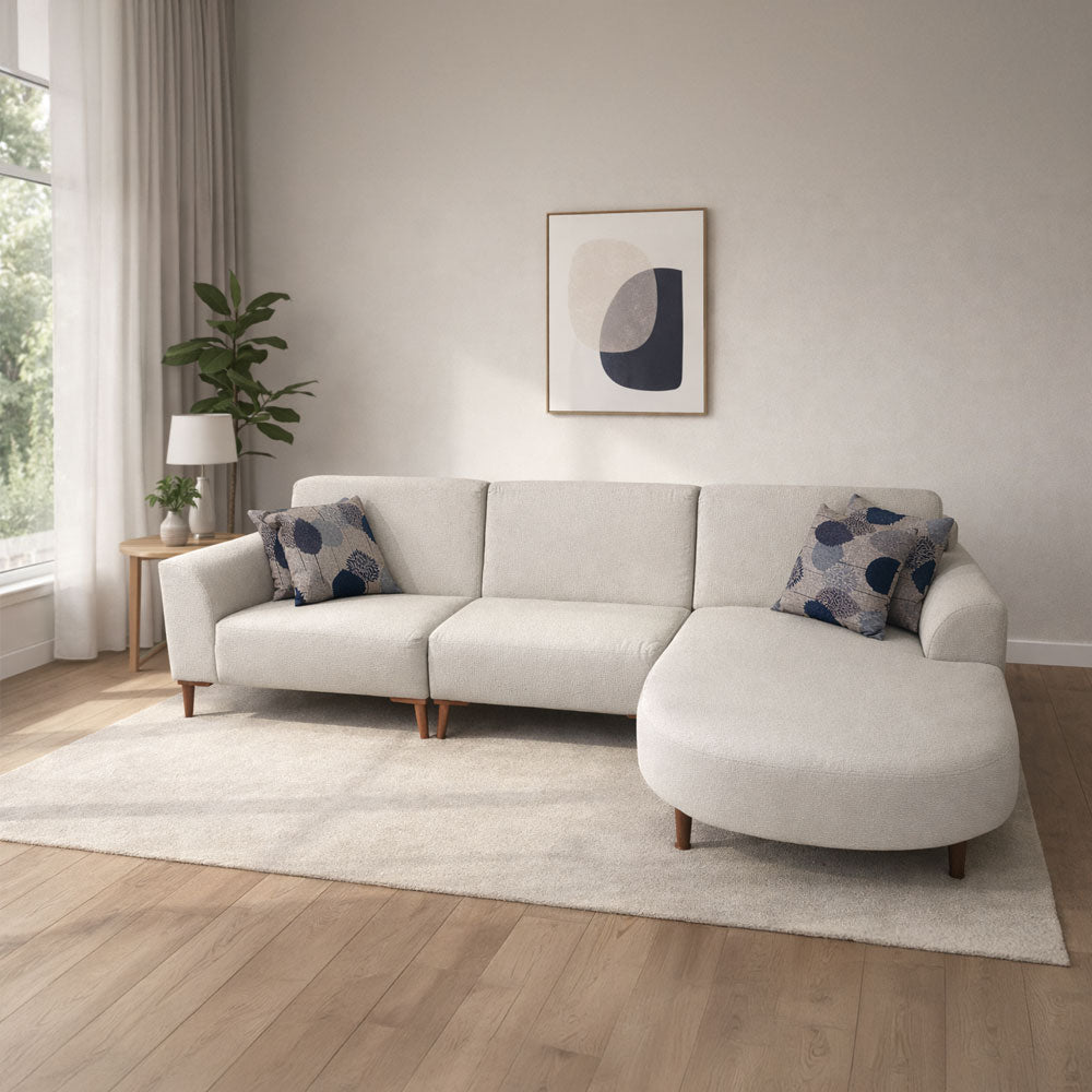 كنبة ركن مودرن على شكل حرف L – خشب طبيعي – لون أبيض – 285×175×85 سم – Espresso Pro max