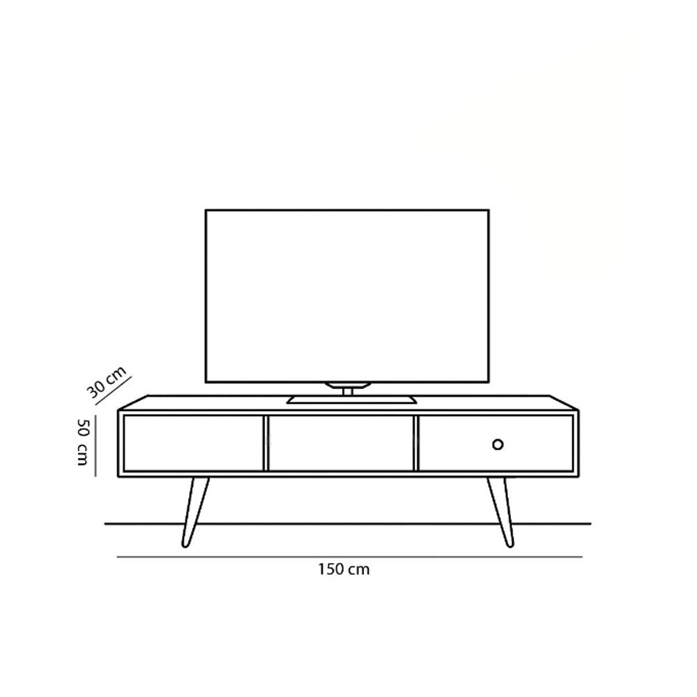 طاولة تلفزيون 150×30×50 سم – بني وأبيض – AZ30061
