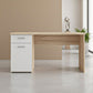 Desk 120×60×75 cm + Attached Unit (1 Door + 1 Drawer) – White and Wooden – AZ1054