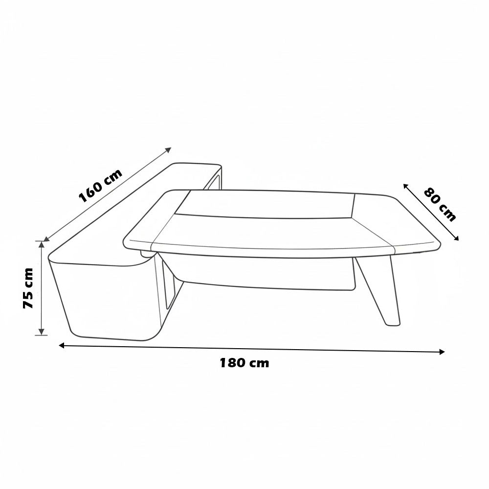 مكتب 180×160×75 سم + وحدة جانبية + طاولة استقبال – بني وأبيض – AZ50044
