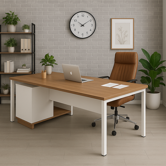 Manager's Desk 75*140*60 CM - Wooden and White - AZ12039
