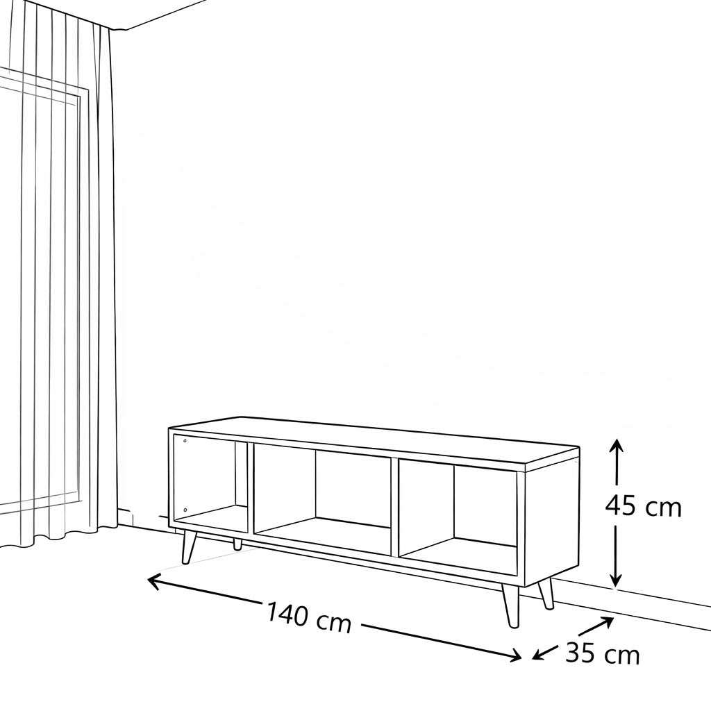 TV Table, 140 × 35 × 45 cm - White - AZ30076
