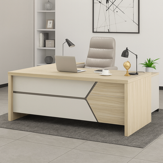 Desk 140 x 60x 75 - Beige and White  - AZ1283