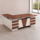 Desk 180×160×75 cm + Side Unit + Attached Drawer Unit – White and Brown – AZ120137