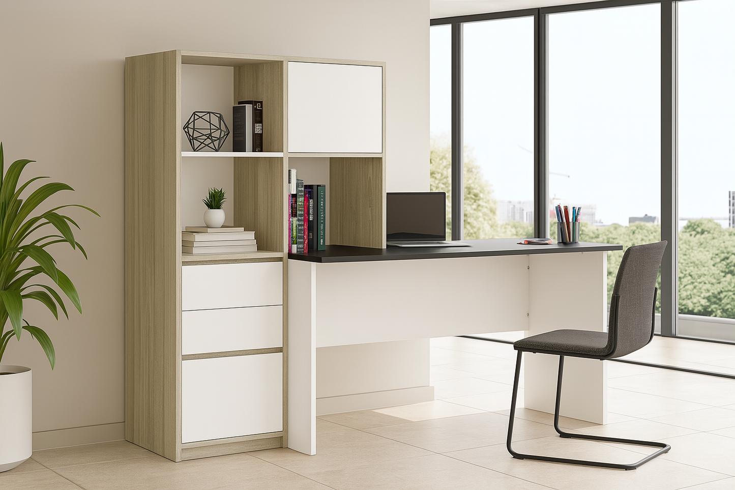 مكتب بمقاس 120 × 60 × 75 سم - خشبي وأبيض - AZ1182