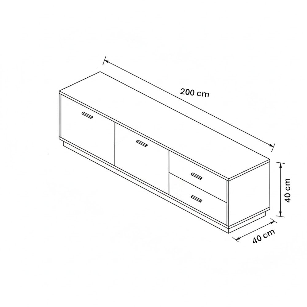 TV Table, 200 × 40 × 40 cm - Wooden and White - TV Stand-2