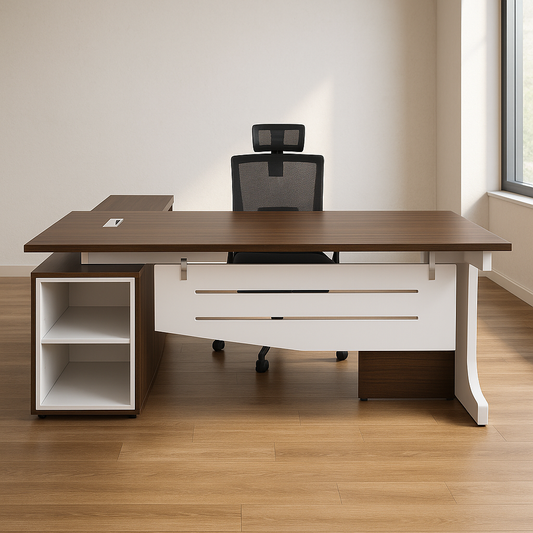 Manager's Desk 75*200*80 CM - Brown and White - AZ12035