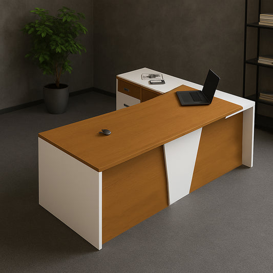 Manager's Desk 75*180*80 CM - Wooden and White - AZ12069