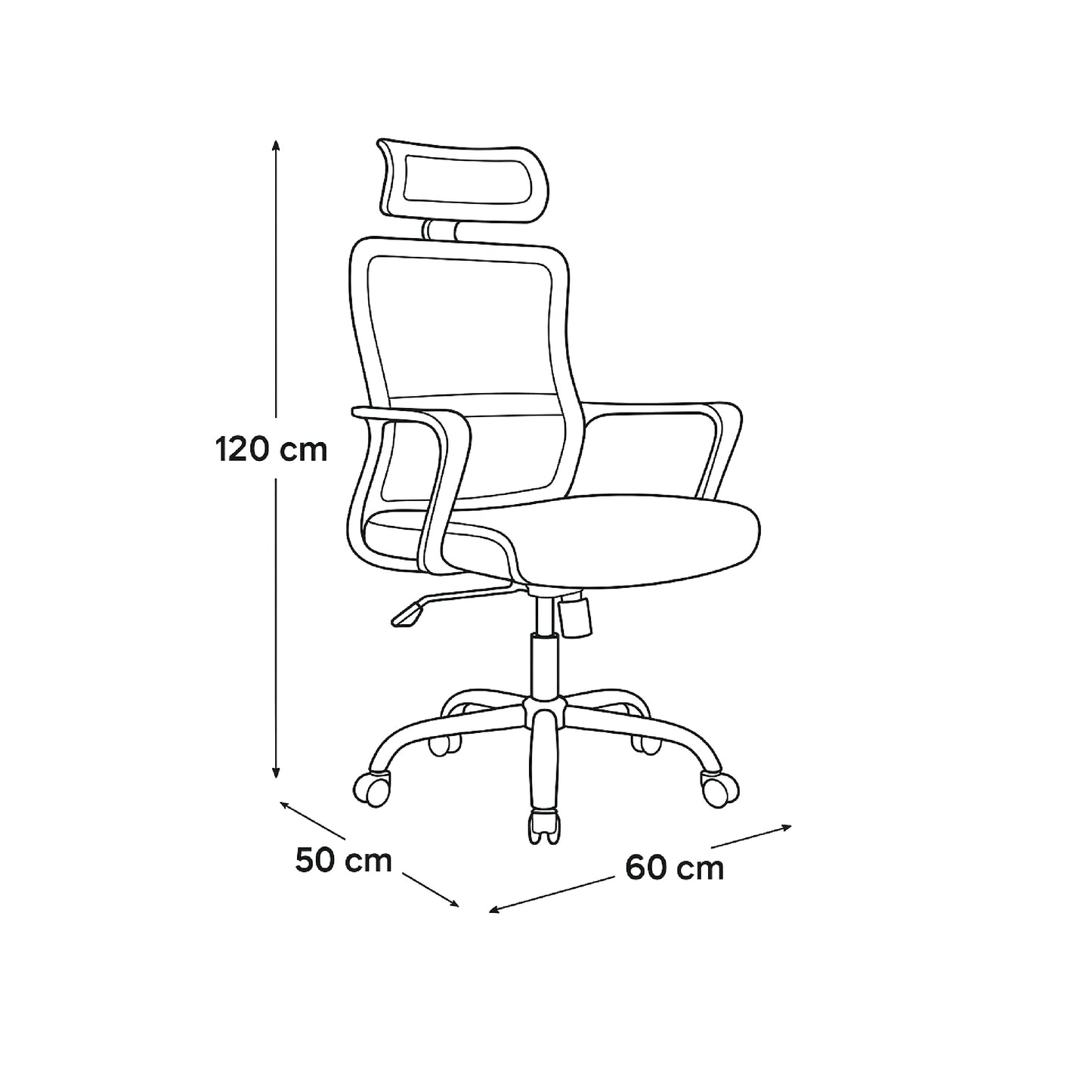 High-back Office Chair 120*60*50 cm - Black - 852-BG