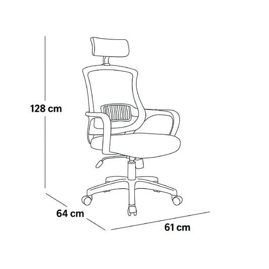 High Back Office Chair 128*61*64 cm - Black - Elite