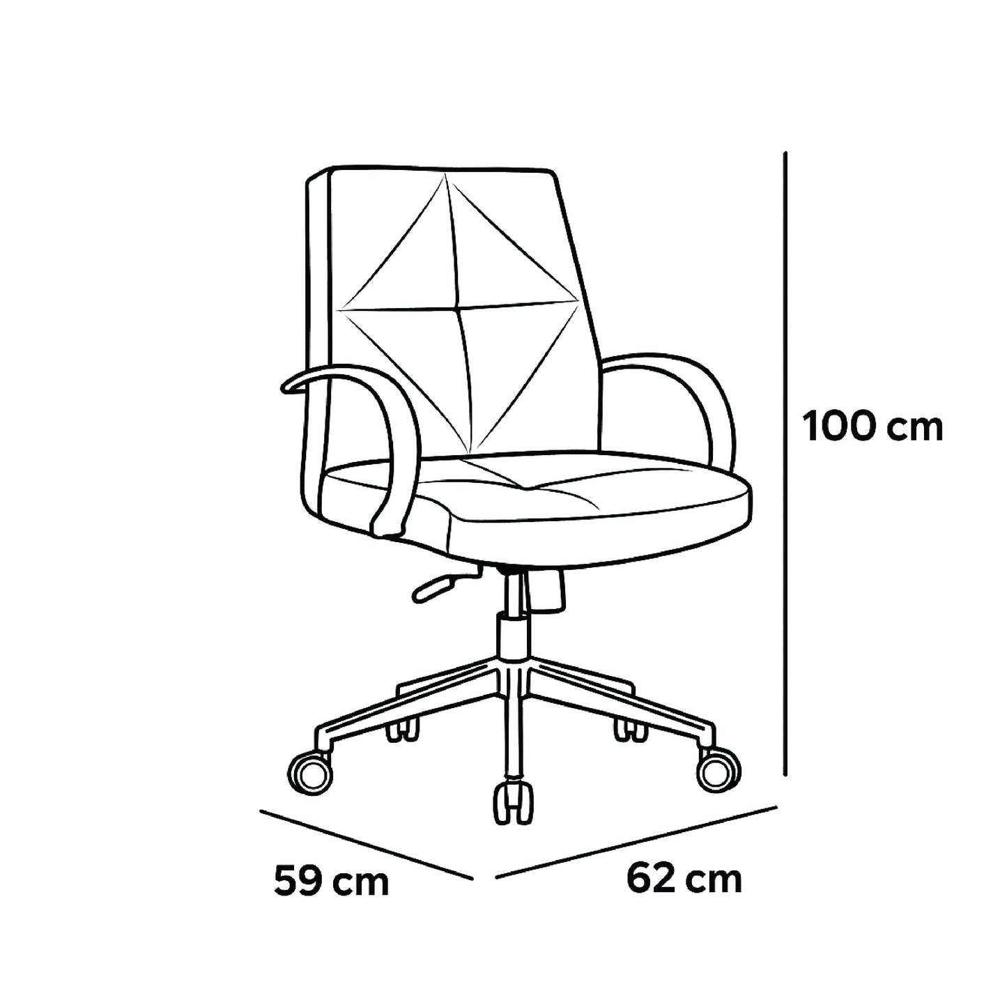 Mid Back Office Chair 100*62*59 cm - Black - GL 306