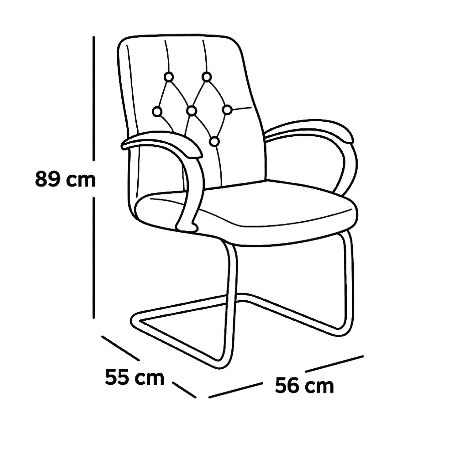 Visitor Chair 89*56*55 cm - Black - GL 302