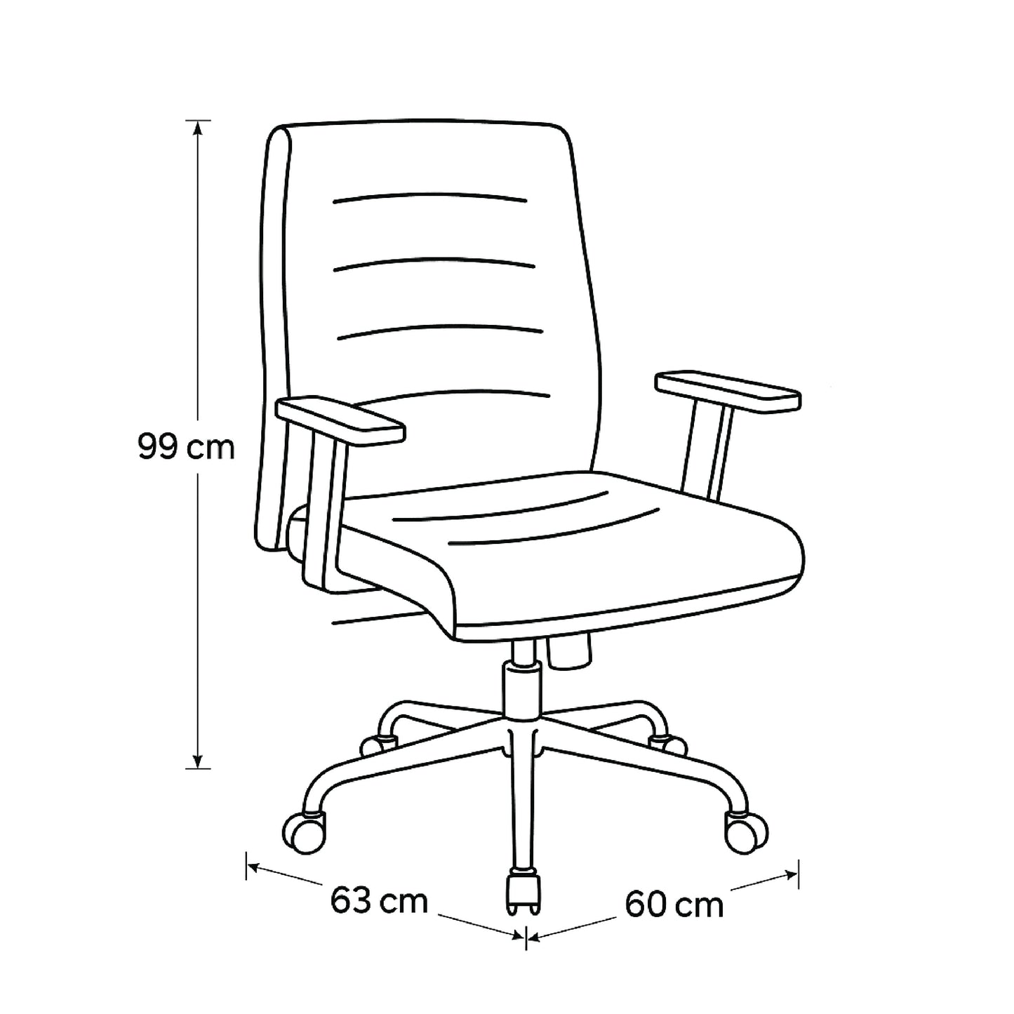 Executive Mid Back Office Chair  99*60*63 CM -Black - Model GL-310