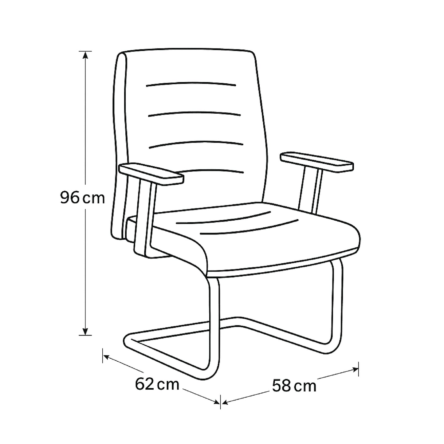 Executive Visitor Chair 96*58*62 cm - Black - Model GL-310