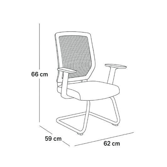 Visitor Office Chair 66*62*59 CM - Black - Suda
