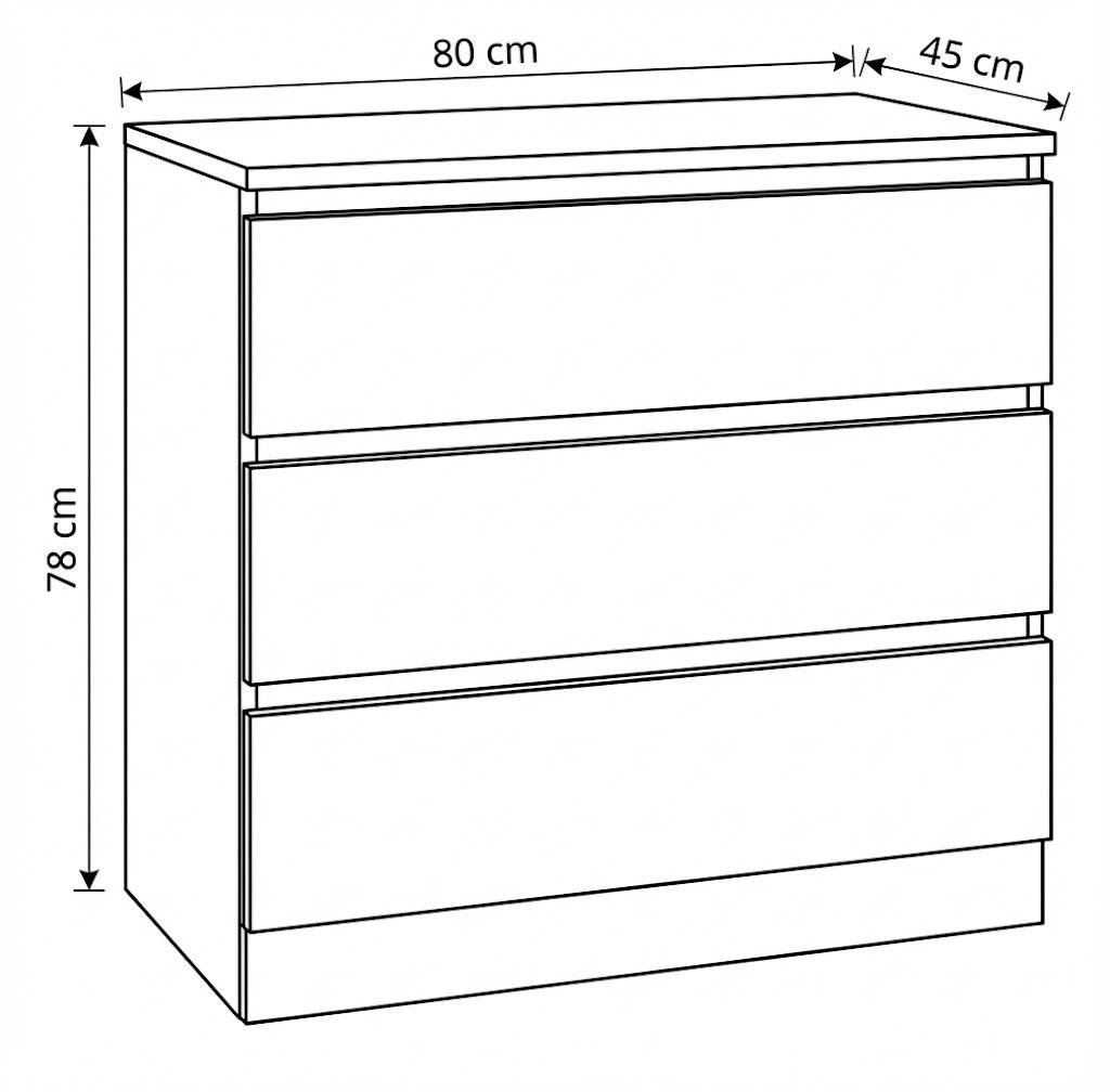 وحدة أدراج 80 × 45 × 78 سم - أسود - AZ500160