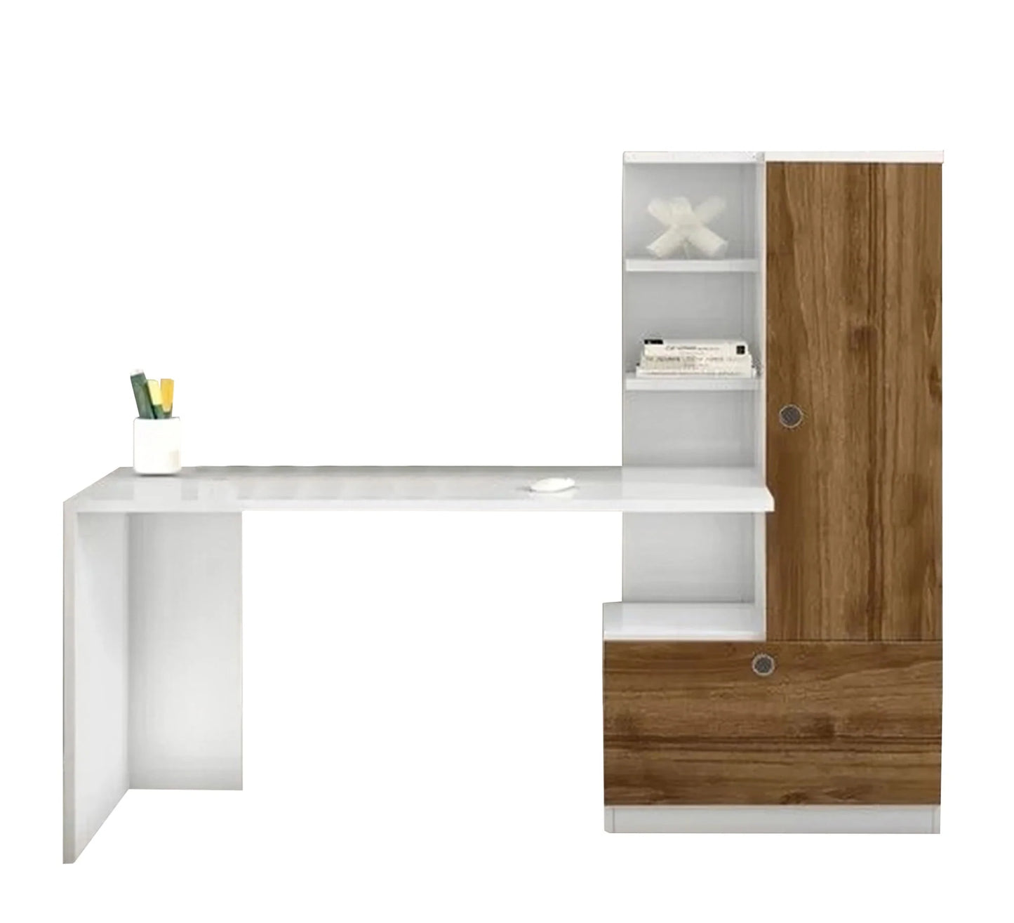 Desk 140 x 50 x 140 cm - Brown and White - AZ1072