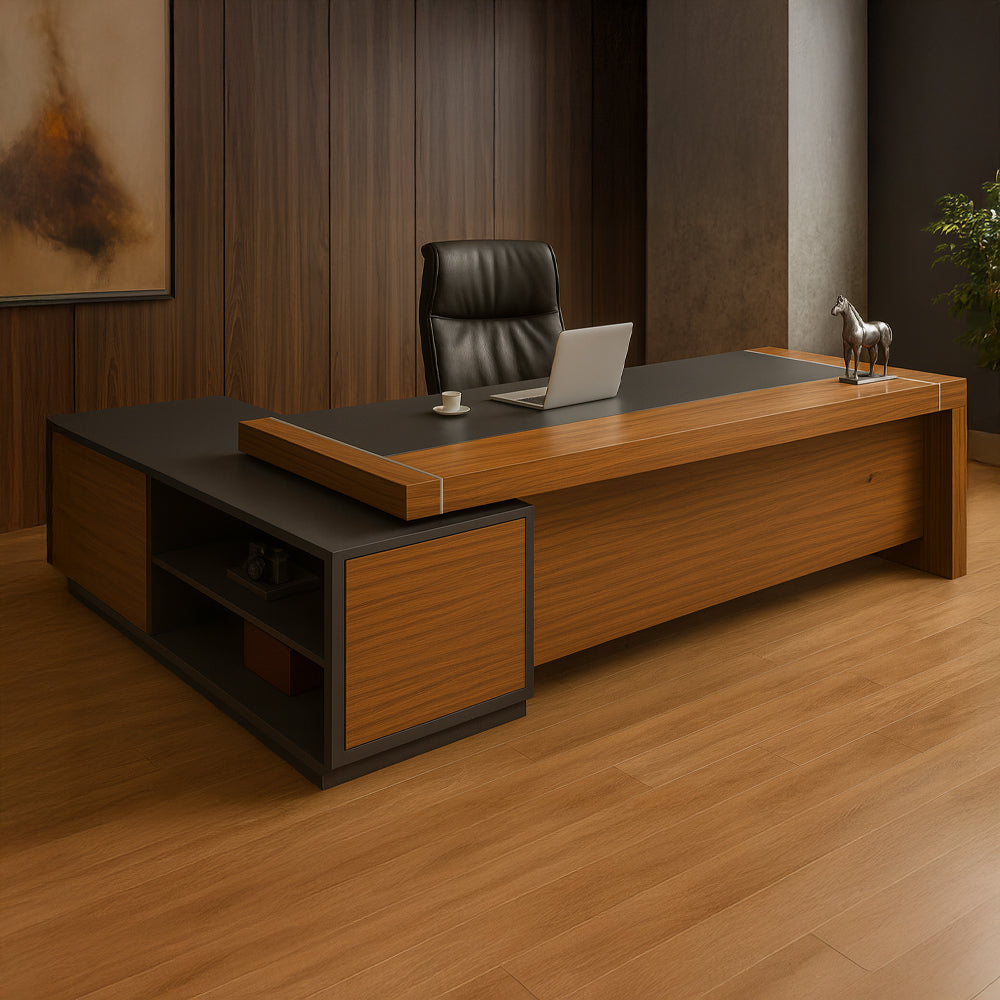 Manager's desk 220 x 80x 160- wooden and black- AZ1218