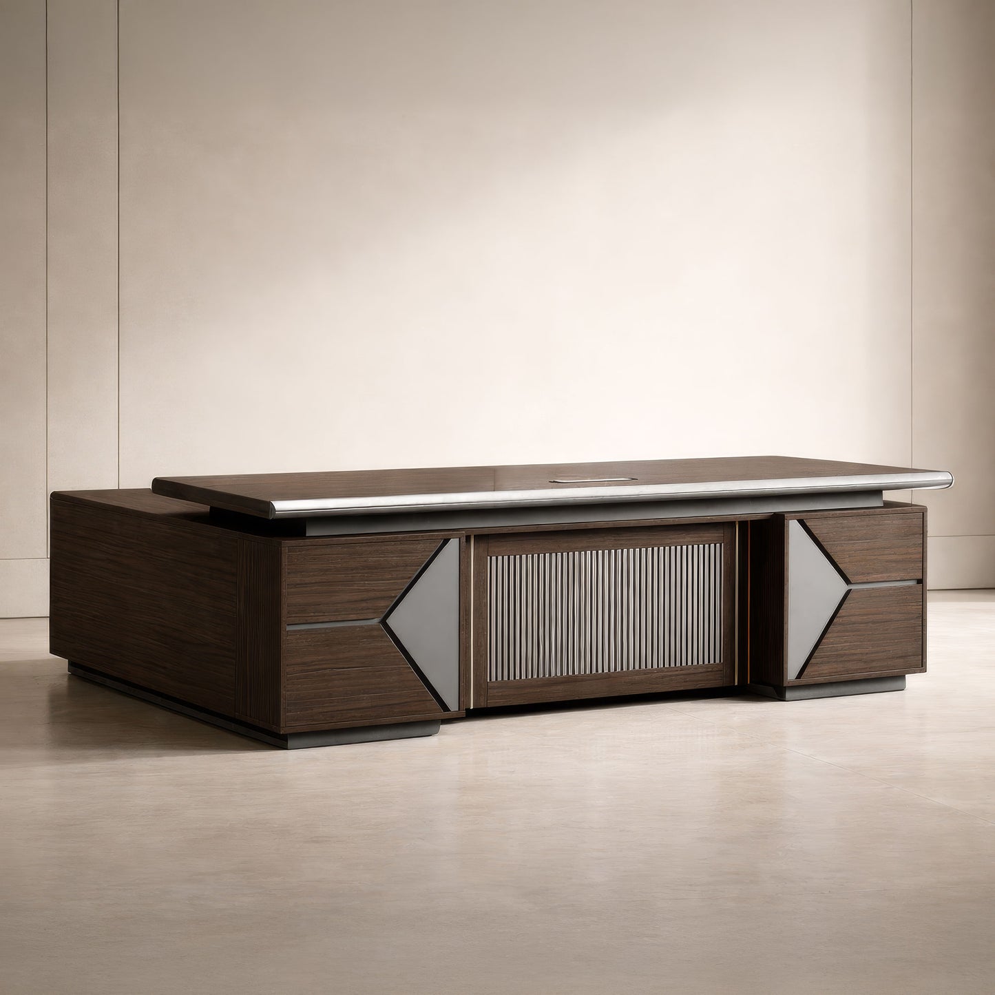 مكتب 200×160×75 سم + وحدة جانبية + وحدة أدراج متصلة – بني – AZ50069