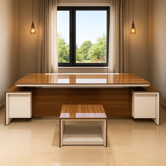 Desk 75*200*80 CM - Wooden and White - AZ120110