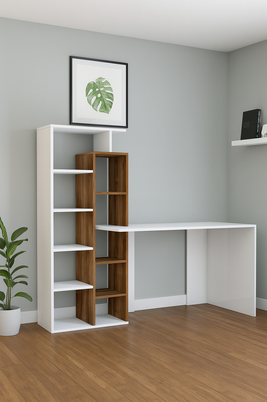 Desk 140 x 50 x 130 cm - White and Brown - AZ1010