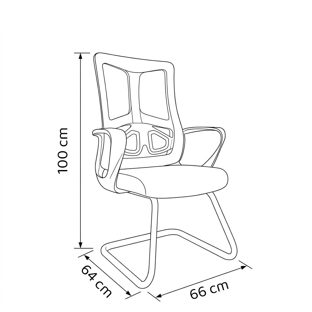 Fixed Back Office Chair 66*64*100 cm - Black - A859