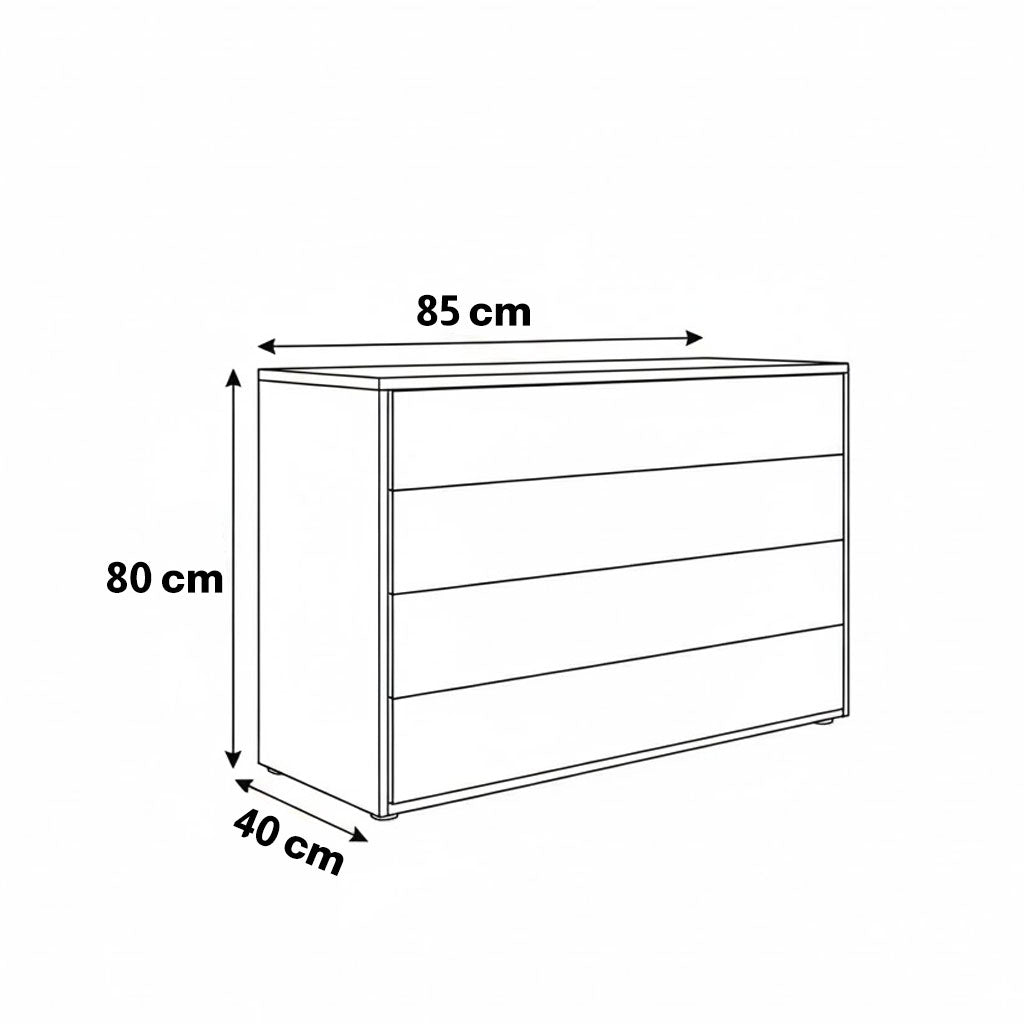 وحدة أدراج، 85×40×80 سم – أبيض وخشبي – AZ500290