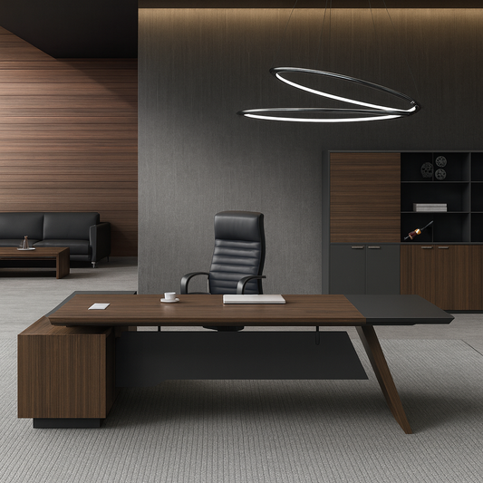 Manager's desk 220 x 80 x 160 - Brown and Black  - AZ1081