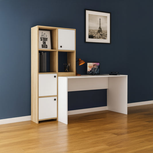 Desk 140x 50x 140 cm - wooden and white- AZ1180
