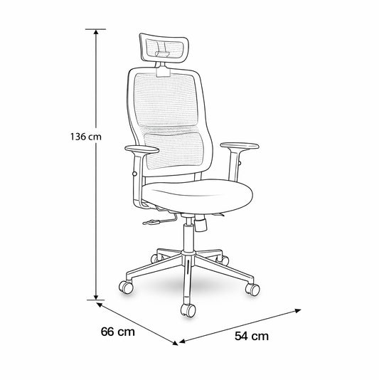 كرسي مكتب ظهر عالي 139×54×66 سم - أسود - 852A-1
