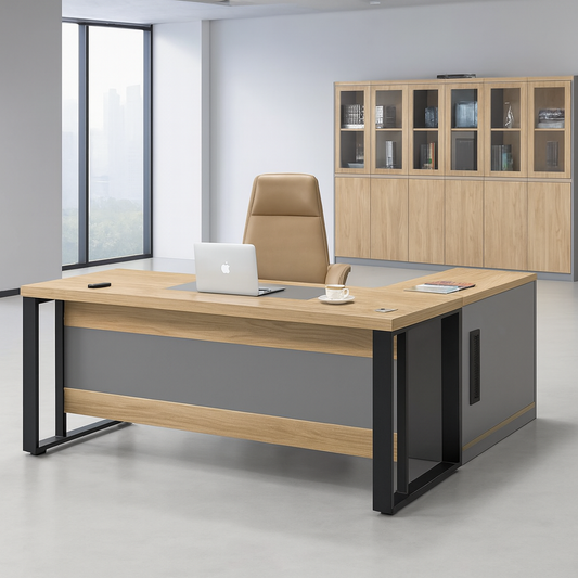 Desk 180 x 60 x 75 - wooden and black - AZ1275