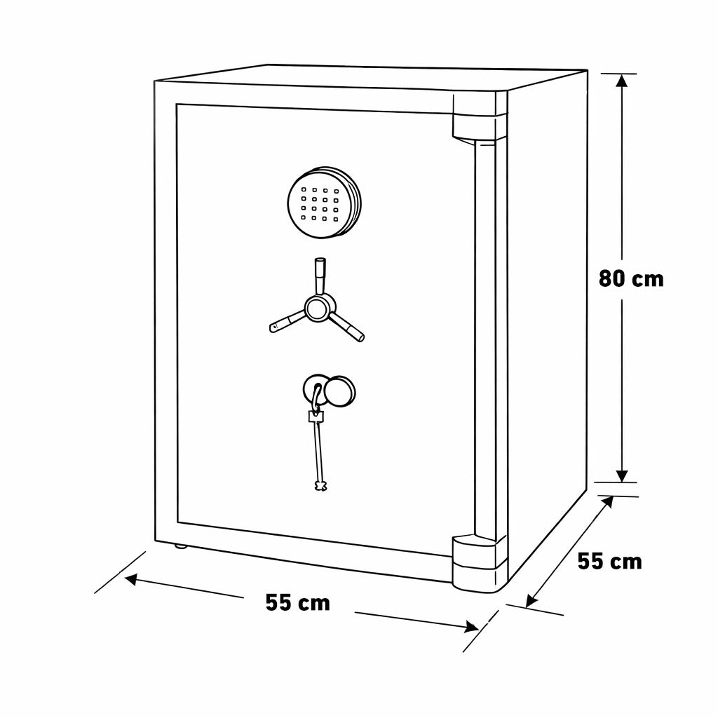 خزينة حديدية – ديجيتال + مفتاح – الارتفاع 80 سم × العرض 55 سم × العمق 55 سم – MH-800