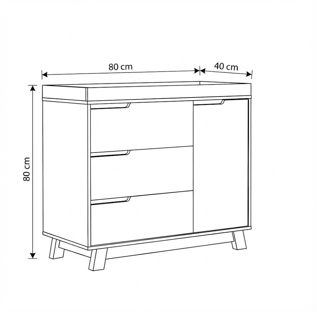 وحدة أدراج 80 × 40 × 80 سم - أبيض و رمادى - AZ500230