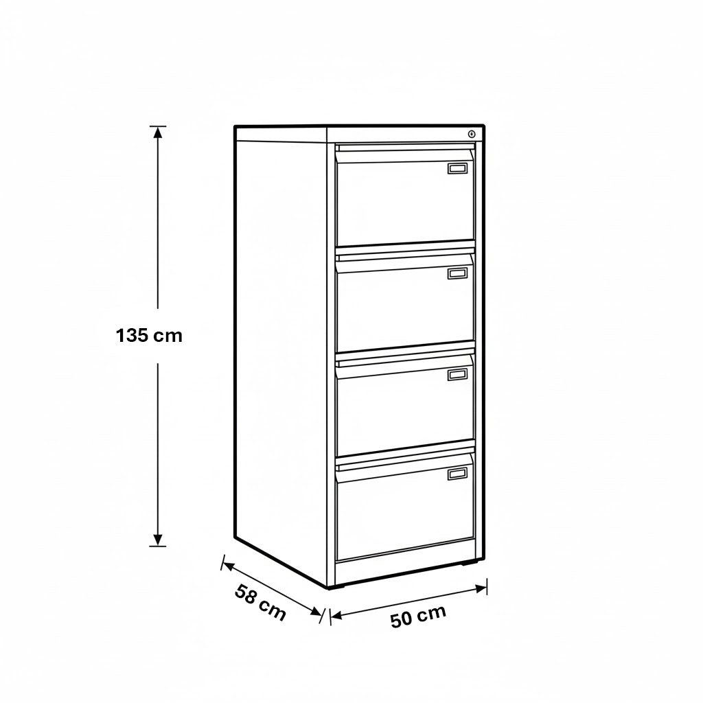 وحدة أدراج، 58×50×135 سم – بني – AZ111350