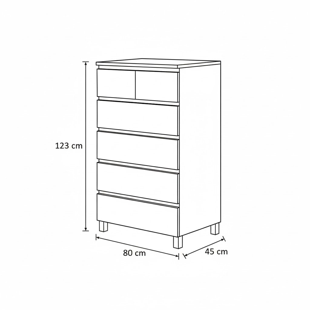 وحدة أدراج 80 × 45 × 123 سم - أسود - AZ500190