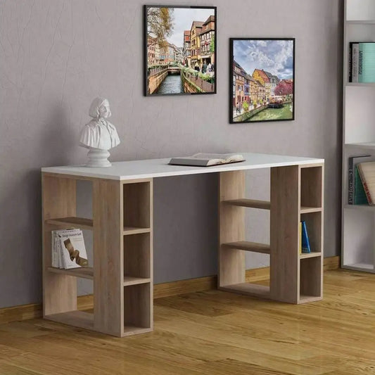 Desk 120x50x 74 cm -white and wooden- AZ1193