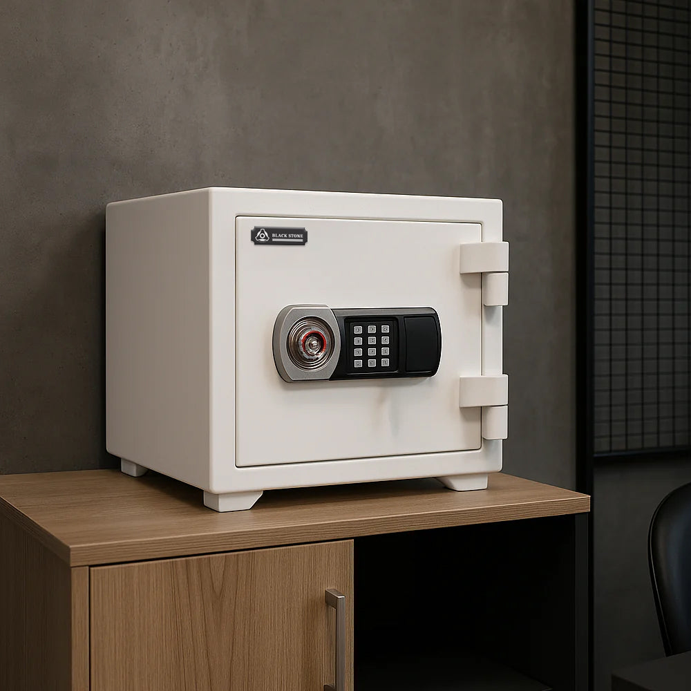 Fire Proof Steel Safety Box White 45 x 50 x 40 CM