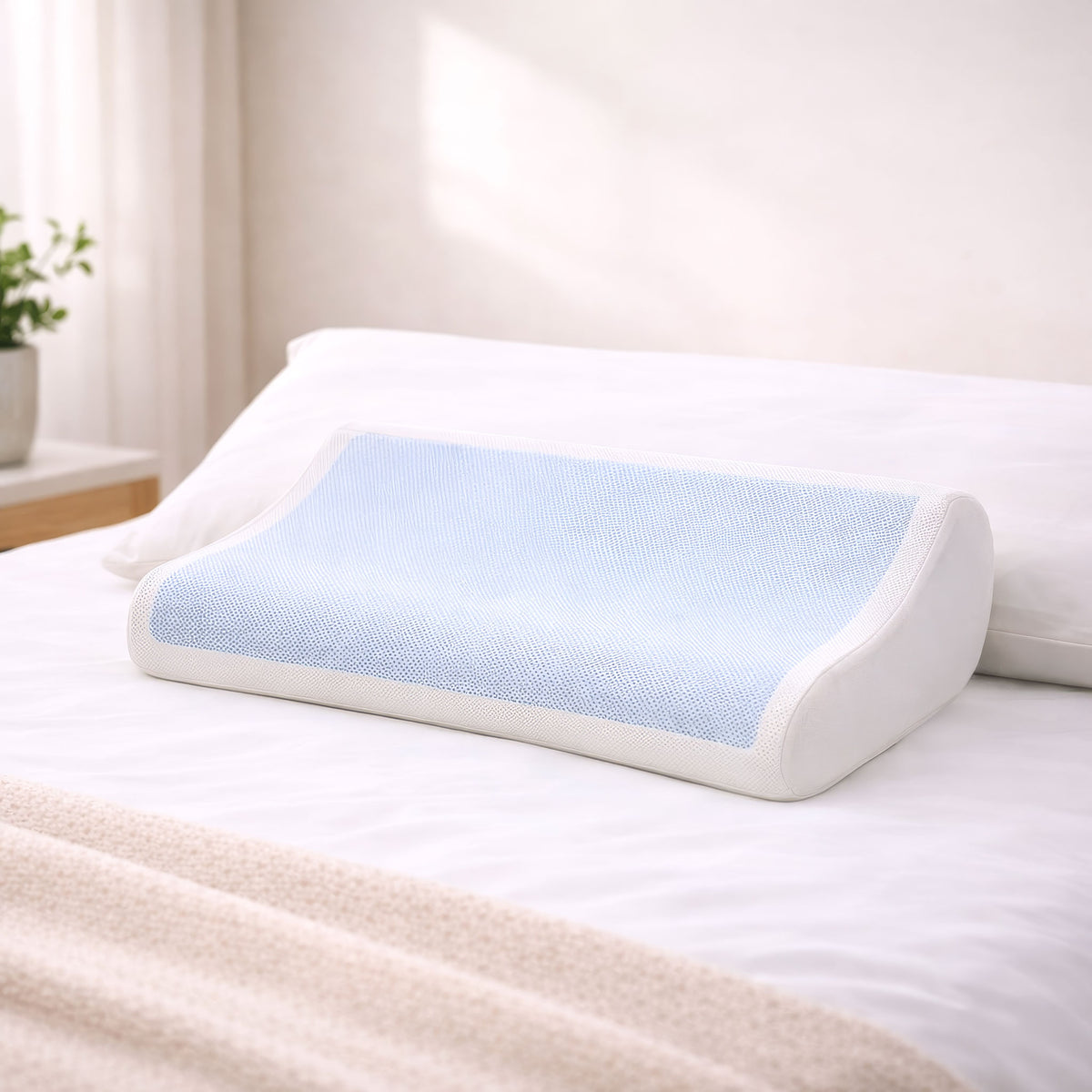 Curvy Gel Memory Foam Pillow - 60*40 cm - White - AZ50066