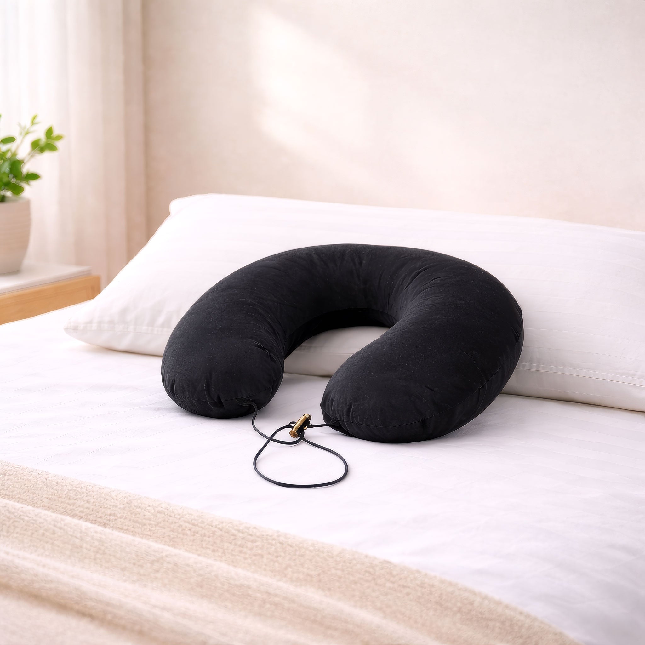 Memory Foam Travel Pillow -30*30 cm - Black - AZ50063