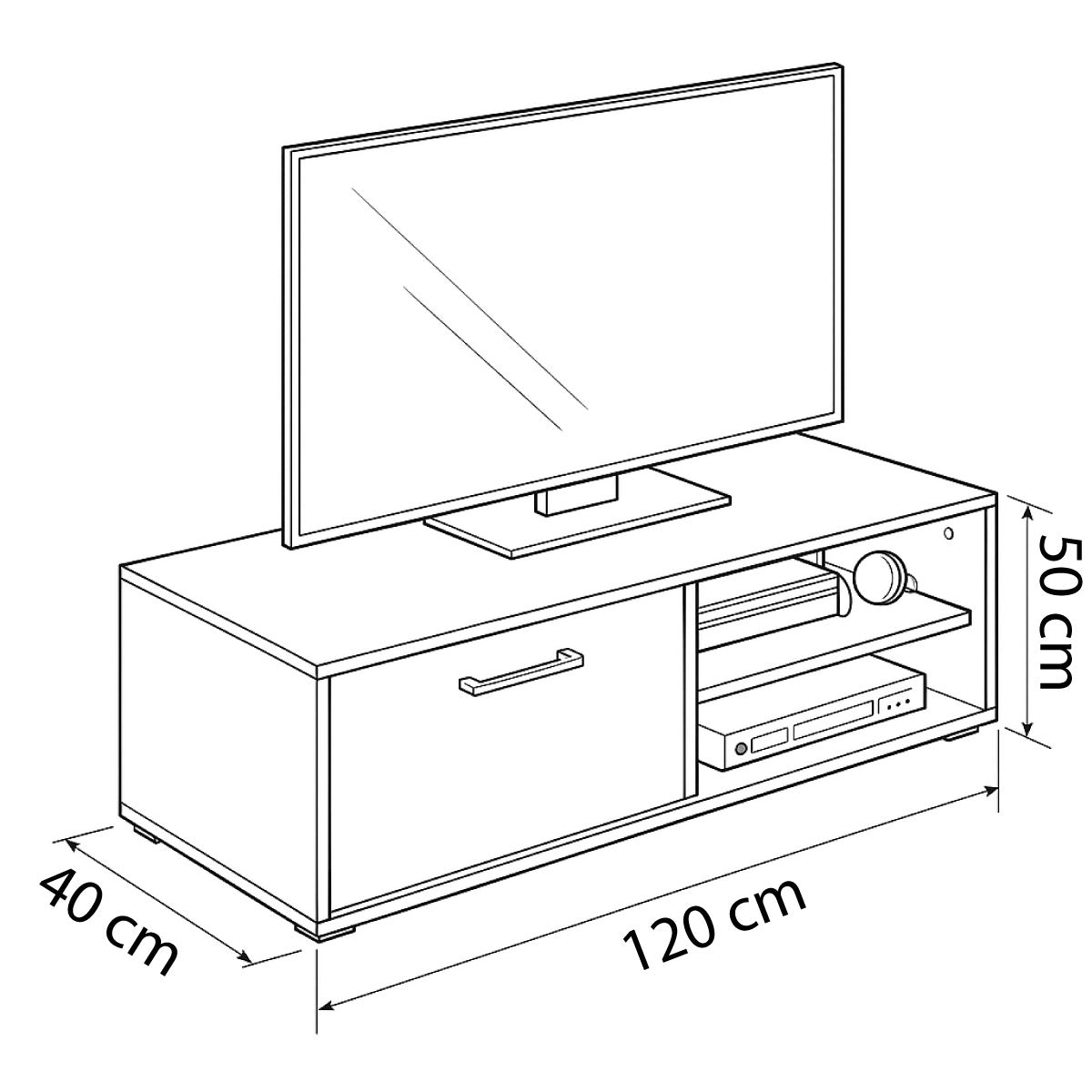 TV Table, 120 × 50 × 40 cm - White - AZ3001