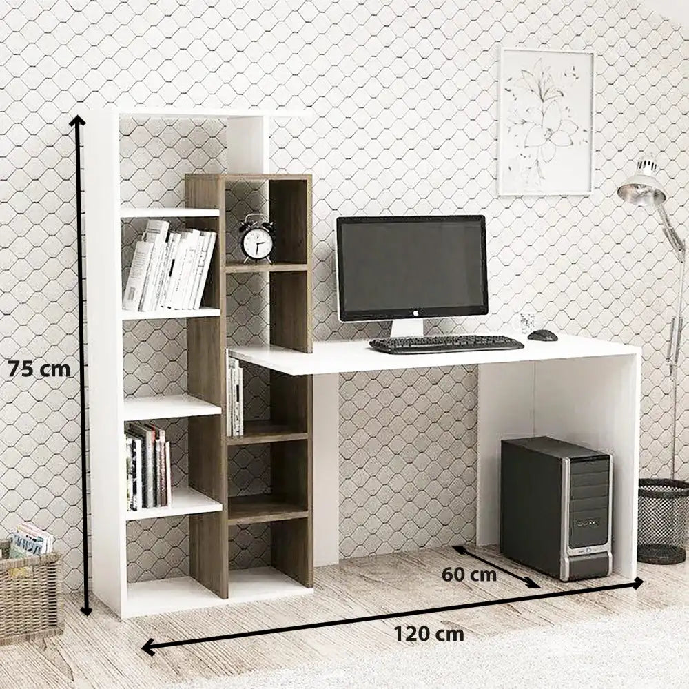 مكتب بمقاس 120 × 60 × 75 سم - خشبي وأبيض - AZ1181