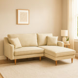 ركنة منزلية مودرن على شكل حرف L – خشب إم دي إف و موسكي والأرجل خشب زان   – بيج –205*175*85 سم - Alpha Mini
