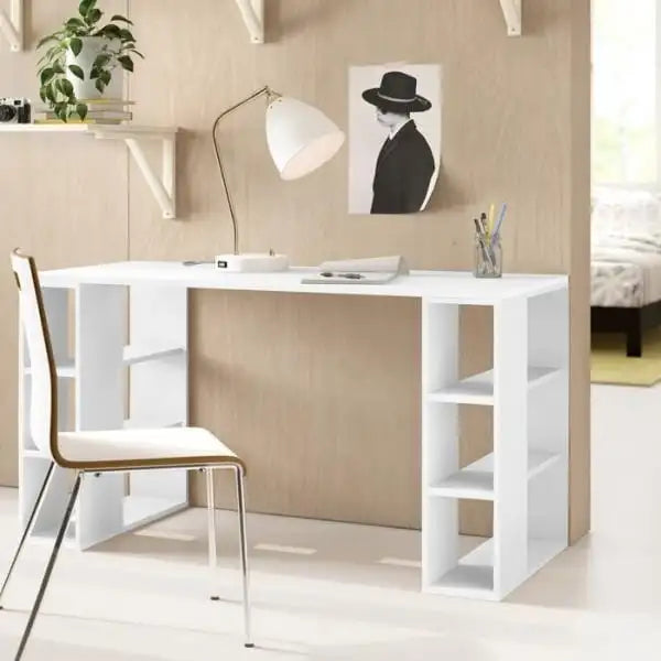 Desk 120x50x 74 cm -white and wooden- AZ1193