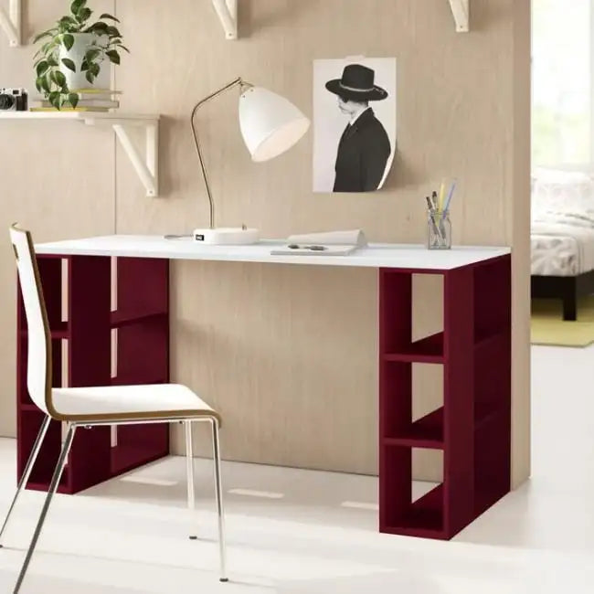 Desk 120x50x 74 cm -white and wooden- AZ1193