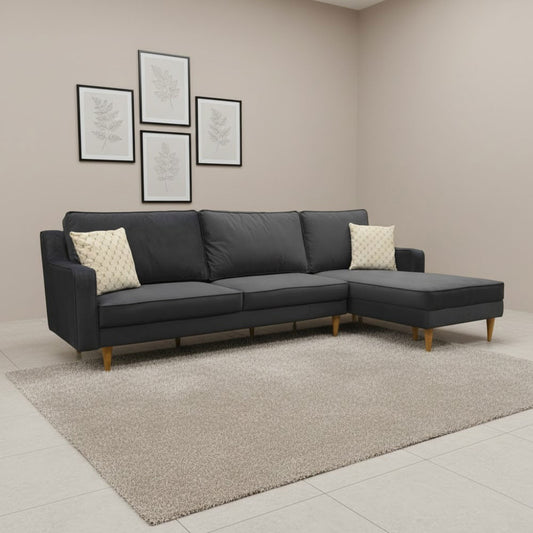 ركنة منزلية مودرن على شكل حرف L – خشب طبيعي – كحلي – 285*175*85 سم -Alpha Pro Max

