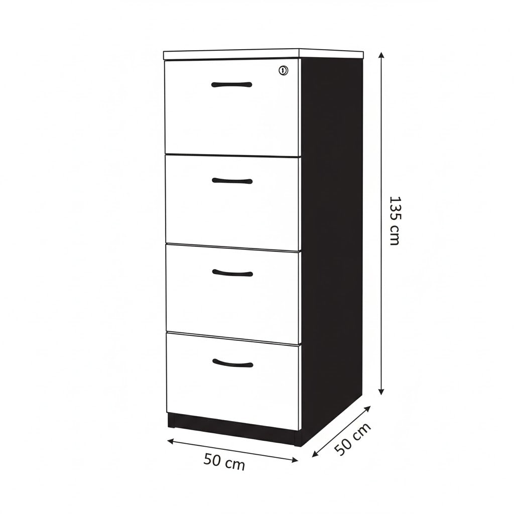 وحدة أدراج، 50×50×135 سم – خشبي وأسود – AZ111259
