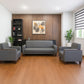 Office Sofa Set – Gray Leather with Musky and mdf Wood - TOZLA