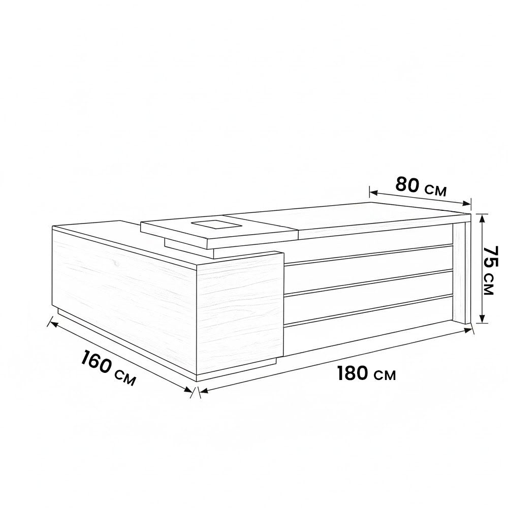 Desk 180×160×75 cm + Side Unit – Brown and Black – AZ120103